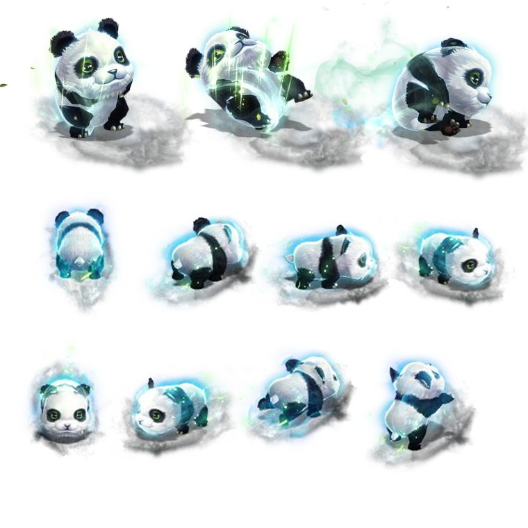 传奇怪物素材 8方向 Q版熊猫卡通高清宠物序列帧 PNG格式 含内外观4001 作者:乾乾与行 帖子ID:359 熊猫,怪物素材,Q版